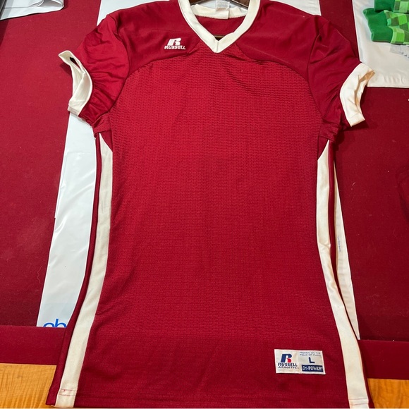 RUSSELL sporty spice SHIRT DRESS athletic burgundy White Stripes Short Sleeve Lg - Picture 14 of 16